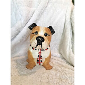 Vintage Ceramic English Bulldog Union Jack GB Cookie Jar Excellent condition!